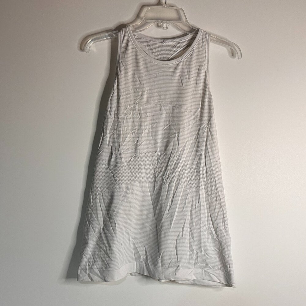 Lululemon White Striped T Back Tank Top Shirt Women Size 12